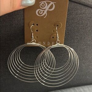 NWT Plunder Silver Multi-Hoop Drop Earrings